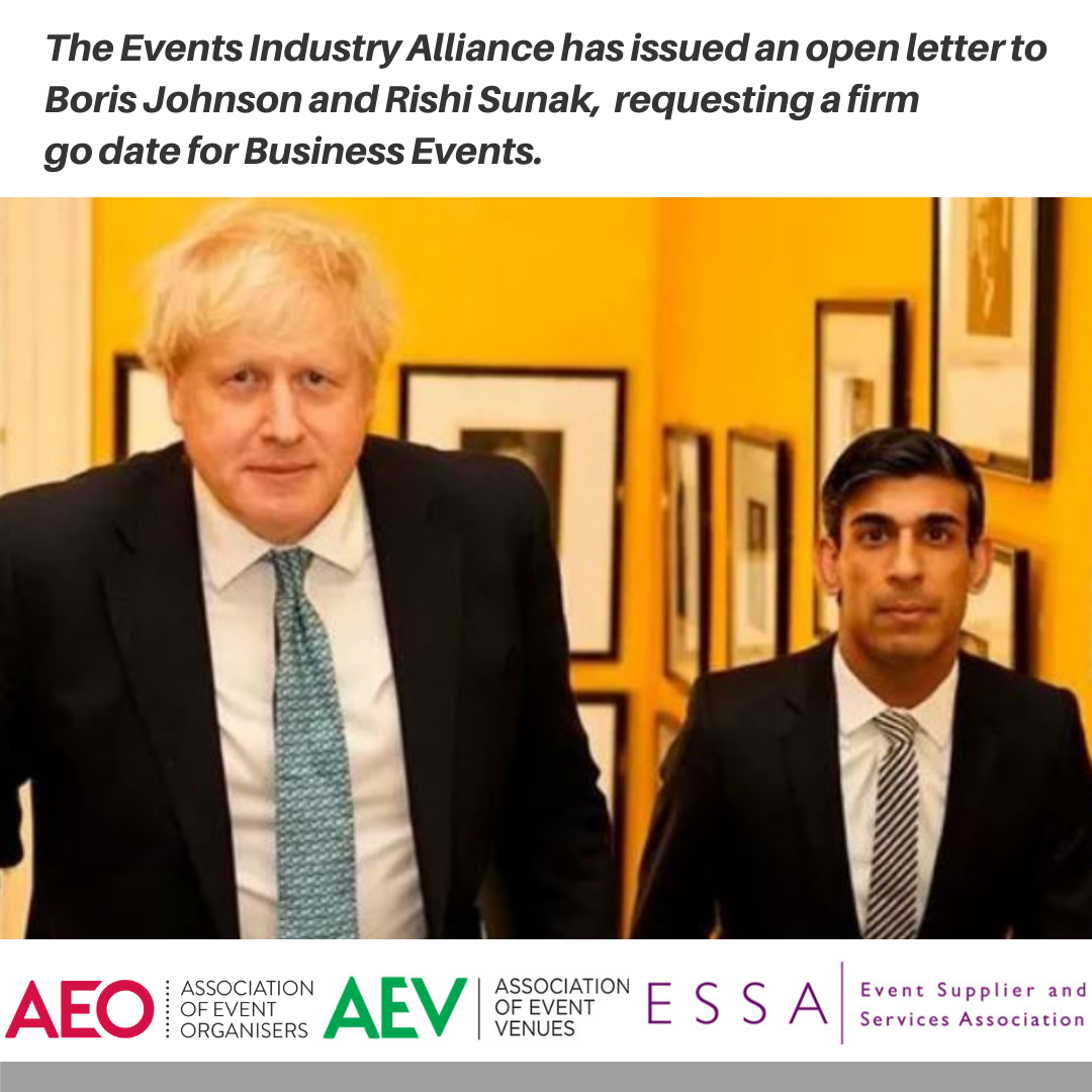 EIA writes an open letter to the Prime Minister and Chancellor of the Exchequer to request a firm open date for Business Events
